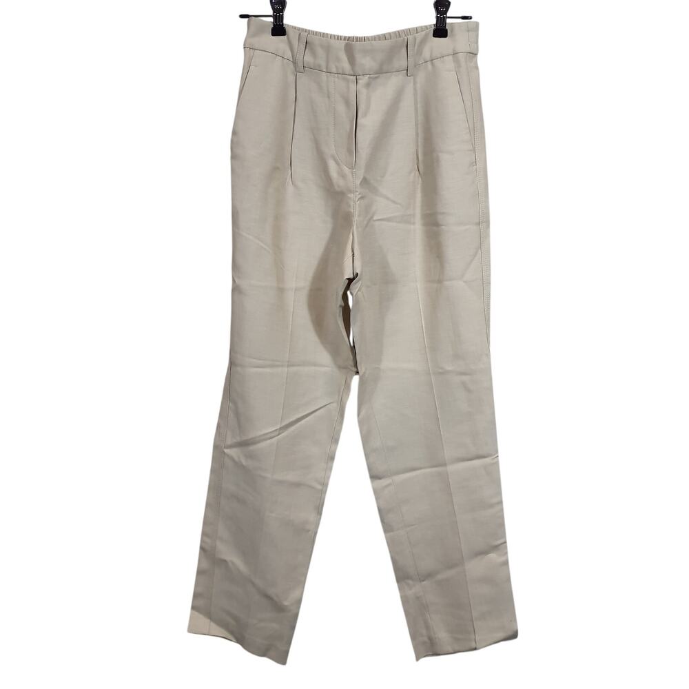 Reiss Tailored Cream Pleated Front Trousers Size US 4L - Picture 2 of 4
